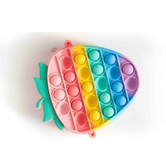 STRAWBERRY Pop It Purse With Zipper Fidget Toys for ADHD & Sensory Relief - Picture 6 of 8
